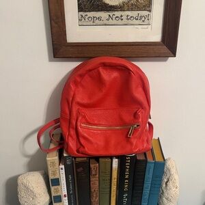 Orange Leather mini Backpack